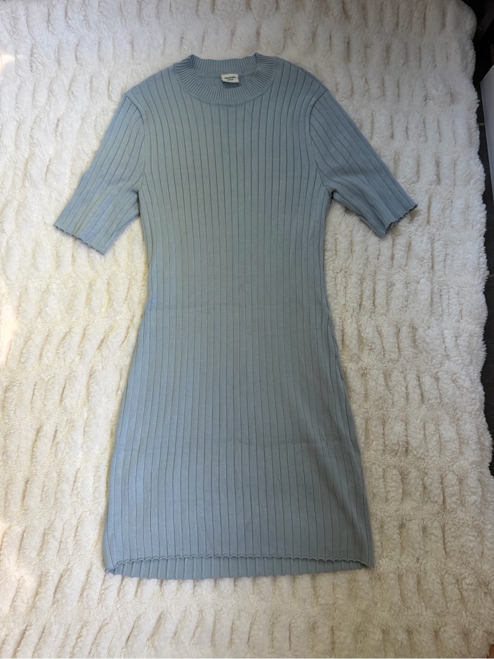 Abercrombie & Fitch Pastel Blue Ribbed Knit Mini Dress Size XL - Picture 2 of 5